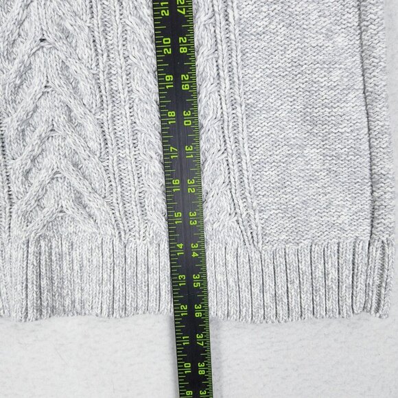 Ann Taylor LOFT Dress Womens Large Gray Cable Knit Cold Shoulder Sweater Knit - Picture 6 of 10